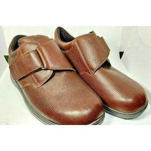 OrthoFeet 520 Broadway Brown Leather Comfort Shoe Men's 14 Xtra Wide 4E